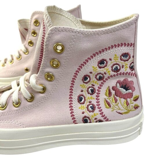 Converse Size 9 Chuck 70 High Embroidered Florals Blush Hush Pink Womens 9 NWOB - Picture 3 of 7